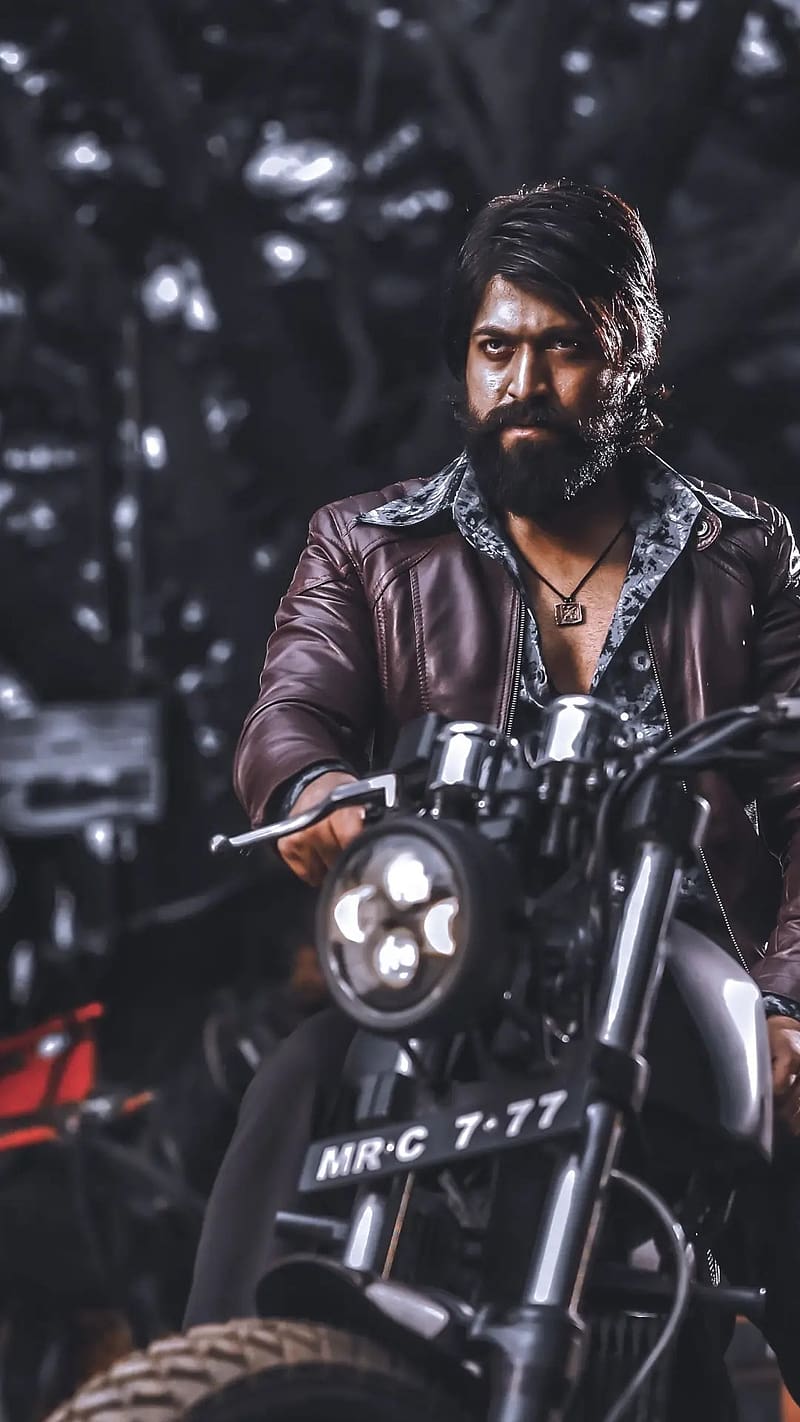 Kgf Yash, Sitting On Bike, sitting, bike, actor, rocking star, kgf movie, HD phone wallpaper