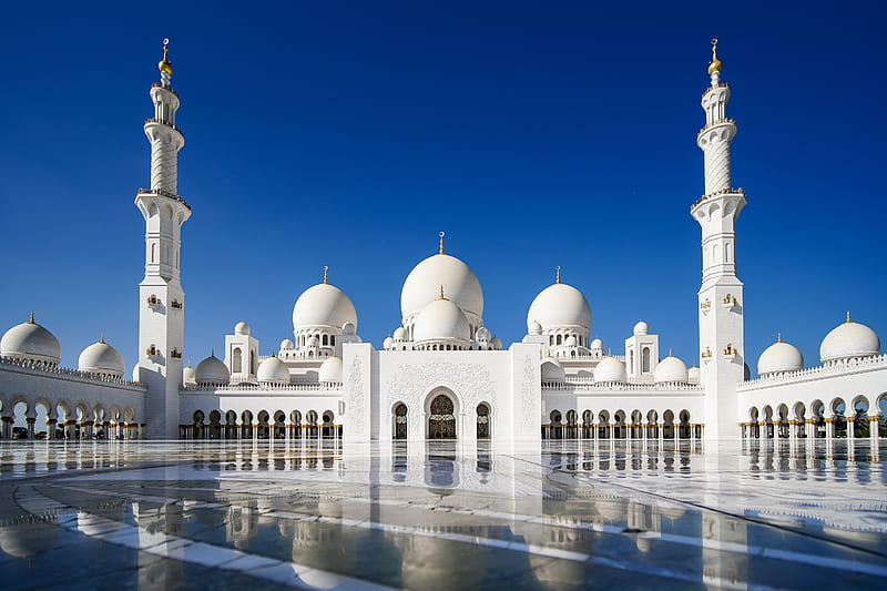 Mosques, Sheikh Zayed Grand Mosque, Abu Dhabi, Architecture, Mosque, Reflection, Sky, United Arab Emirates, HD wallpaper