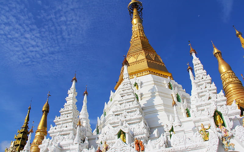 Singuttara Hill, Yangon, pagoda, Theingottara Hill, Myanmar, Buddhist temple, landmark, temple, Burma, Shwedagon Pagoda, HD wallpaper