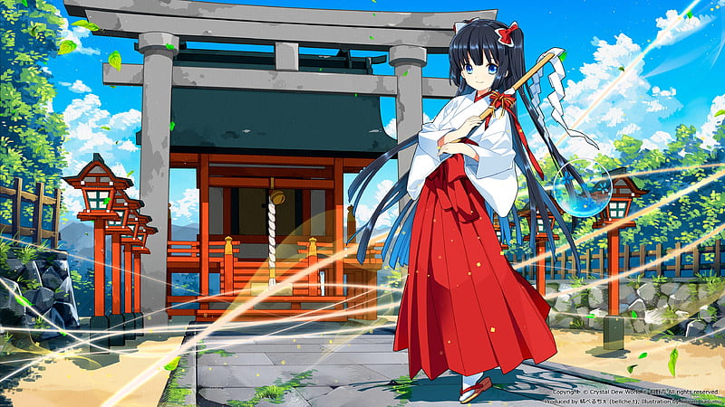 Shrine Maiden, pretty, house, scenic, home, sweet, nice, anime, shrine,  hot, HD wallpaper | Peakpx