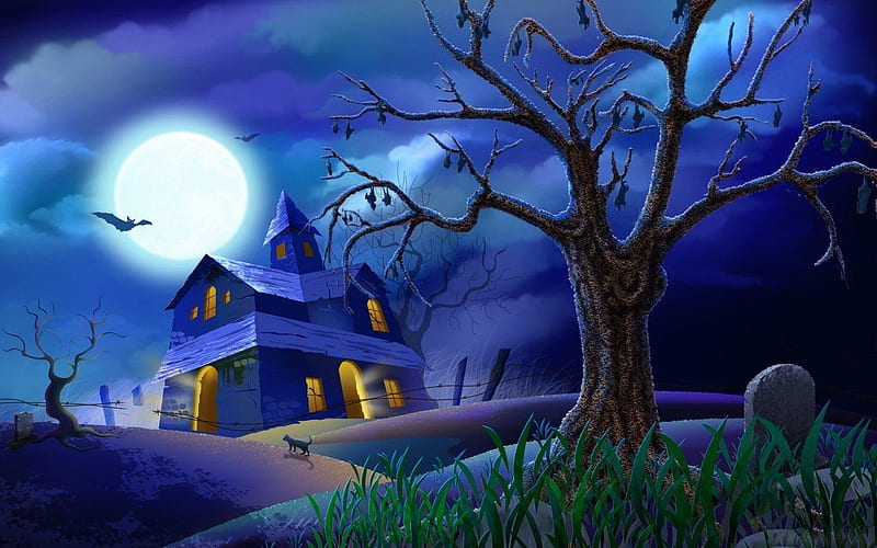 Animated Haunted House, Cartoon Horror, HD wallpaper | Peakpx