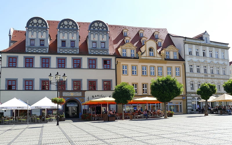 Naumburg, Germany, streetscape, Germany, square, houses, city, HD wallpaper