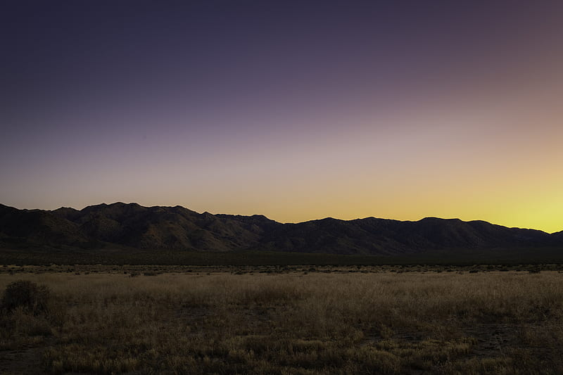 mountains, peaks, grass, twilight, sky, HD wallpaper