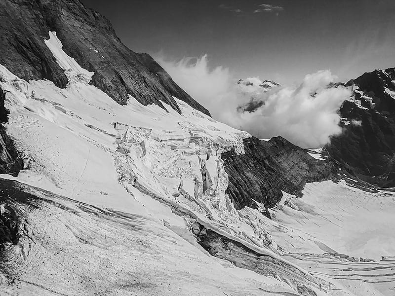 Grayscale of snow covered mountain, HD wallpaper | Peakpx