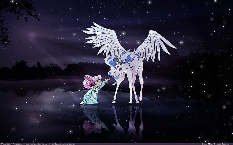 Chibi-Usa and Pegasus, rini, pegasus, sailor chibi-moon, chibi-usa, anime, manga, sailor moon, helios, HD wallpaper