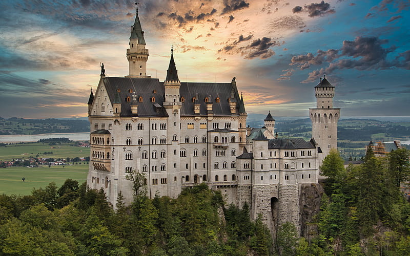 Neuschwanstein Castle, Hohenschwangau, beautiful castle, Bavaria, castles of Germany, Lenmark, Germany, Neuschwanstein, HD wallpaper