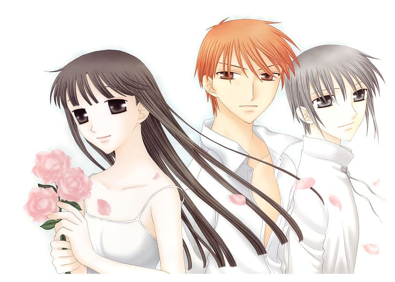 Anime, Flower, Manga, Fruits Basket, Kyo Sohma, Tohru Honda, Yuki Sohma, HD wallpaper