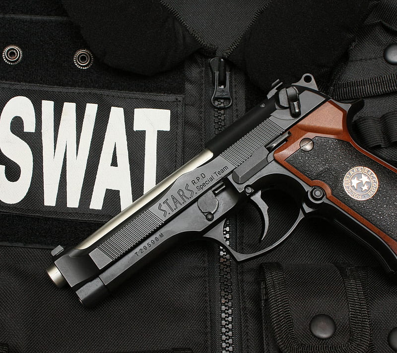 Swat Gun, pistol, strs, umbrella corporation, HD wallpaper