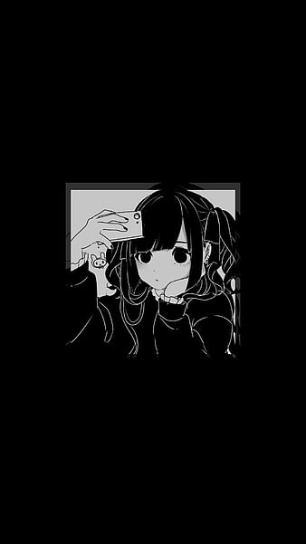 Premium Photo  Portret sad anime girl icon portrait black and white lines  isolated on white background ai generation