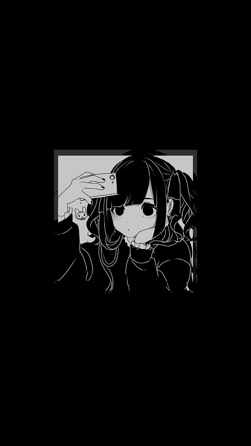 Anime, chica anime, negras, blanco y negro, tristes, Fondo de pantalla de  teléfono HD | Peakpx