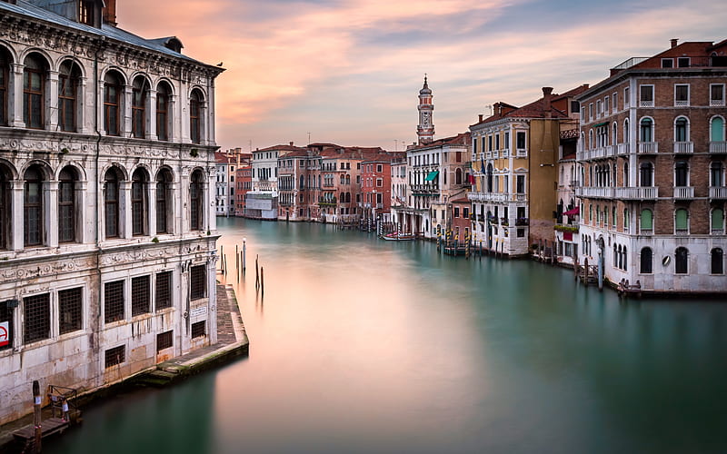 Venice, evening, sunset, Italy, Venice attractions, Grand Canal, HD wallpaper