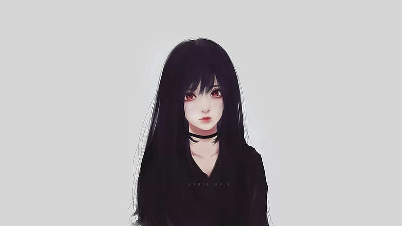/ anime, anime girls, black hair, Kyrie Meii, frontal view, looking at viewer, HD wallpaper