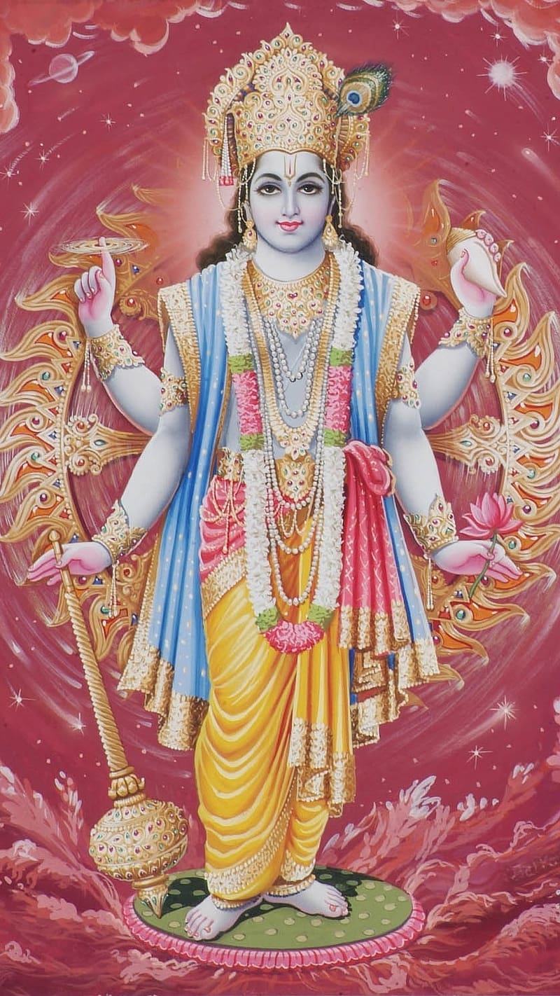 Vishnu Bhagwan, Sudarshana Chakra Background, lord, god, preserver, HD phone wallpaper