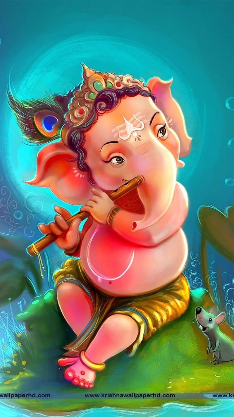 Ganesh Illustration Work, ganesh, illustration, art work, lord, god, flute,  HD phone wallpaper | Peakpx