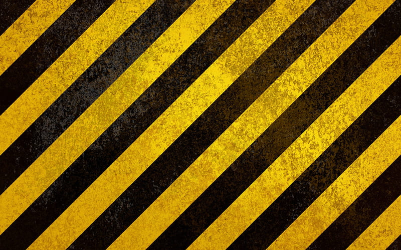 caution strips grunge, warning background, gray background, yellow lines, warning tapes, HD wallpaper