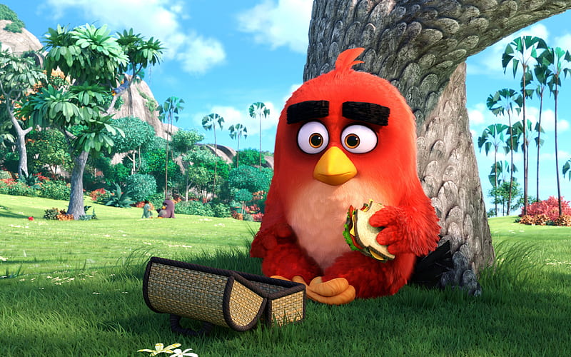 Angry Birds, 2017, Red, picnic, sandwich, HD wallpaper