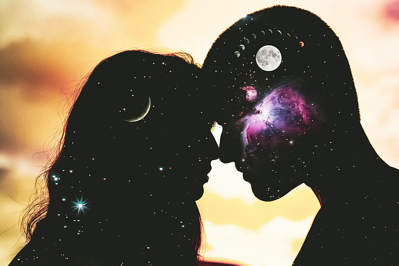 :), couple, lovers, fantasy, moon, planet, cosmos, twanitoria partner, HD wallpaper