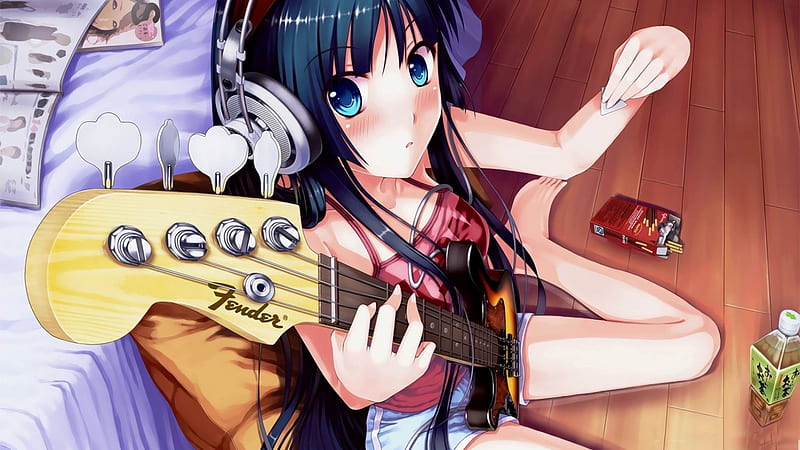 Anime the girl with a guitar-cartoon design, HD wallpaper | Peakpx