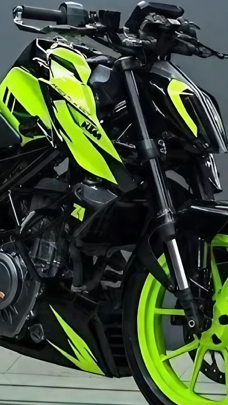Ktm Duke 390 Modified, Green Neon Graphics, bike, HD phone wallpaper
