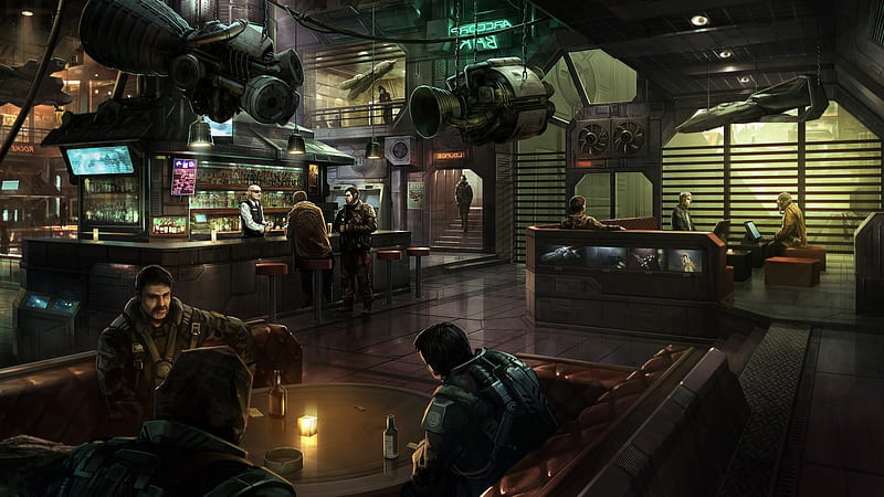 space, Spaceship, Star Citizen, Bar, Digital Art, ArcCorp / and Mobile Background, HD wallpaper