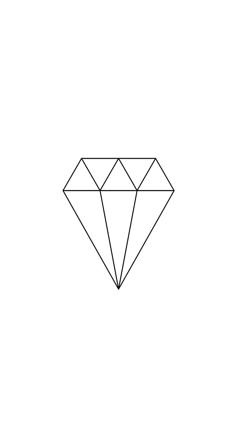 Simple Diamond, bling, clean, facets, lines, minimal, white, HD phone wallpaper
