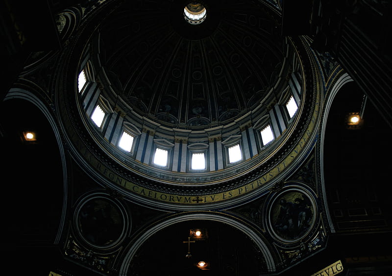 low angle view of St. Peter's Basilica ceiling, HD wallpaper