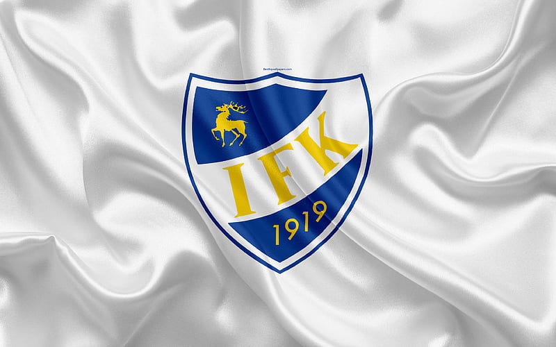 Mariehamn FC Finnish football club, emblem, logo, Finnish Premier Division, Mariehamn, Finland, football, silk texture, HD wallpaper