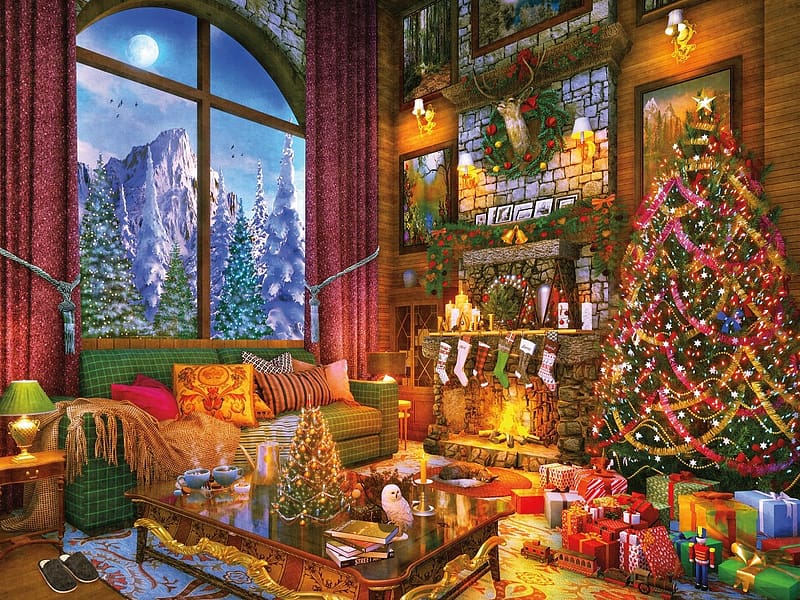 Christmas, oo, paintings, beautiful, HD wallpaper