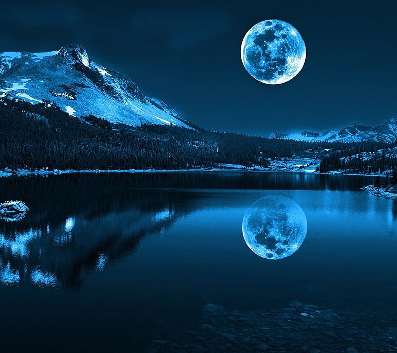 Night Moon, 2880x2560, blue, dark, fantasy, lg g3, HD wallpaper