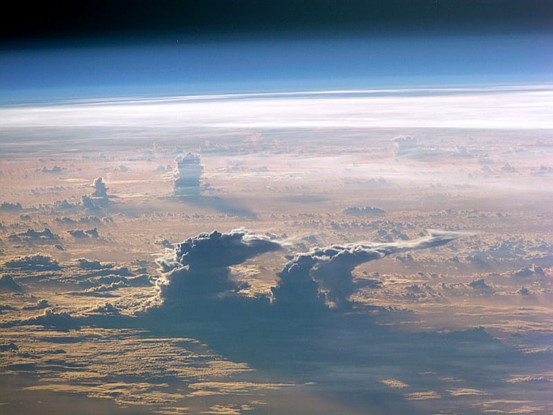 Anvils over the South Pacific, pacific, cloud, anvil, nasa, HD wallpaper