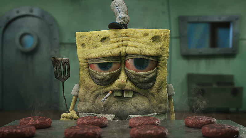 Spongebob Cooking Time, spongebob, cartoons, artist, artstation, HD wallpaper
