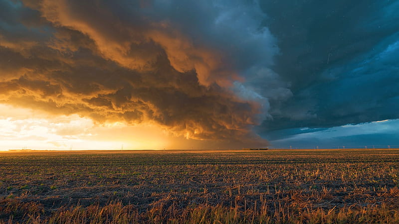 Stormy Sunset, Saskatchewan, clouds, landscape, sky, usa, HD wallpaper