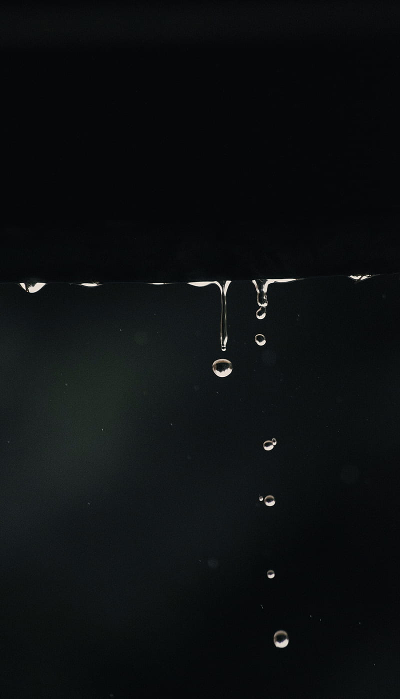 drops, drop, water, macro, dark, HD phone wallpaper