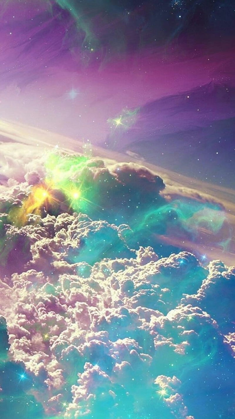 Galaxy, aurora, borealis, cloud, clouds, HD phone wallpaper