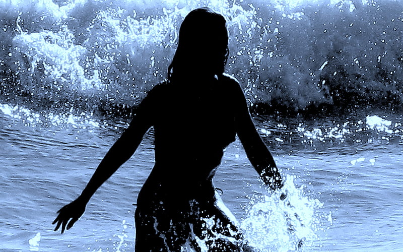 Under Exposed, beach, babe, water, ocean, wave, HD wallpaper