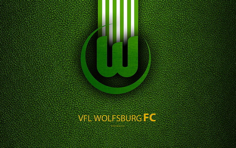 VfL Wolfsburg FC German football club, Bundesliga, leather texture, emblem, logo, Wolfsburg, Germany, German Football Championships, HD wallpaper