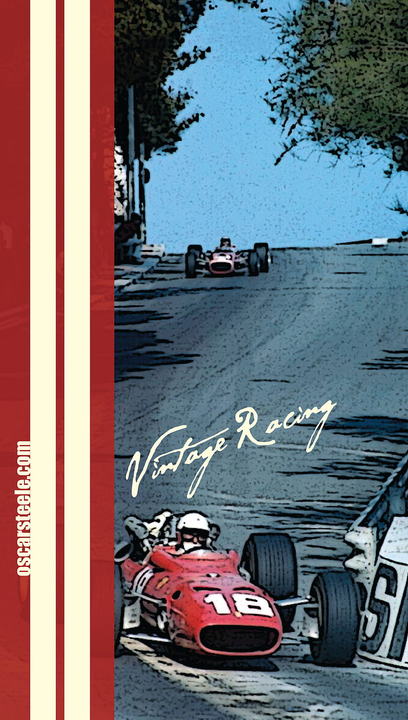 Vintage Racing Track, car, racecar, rally, red, retro, HD phone wallpaper