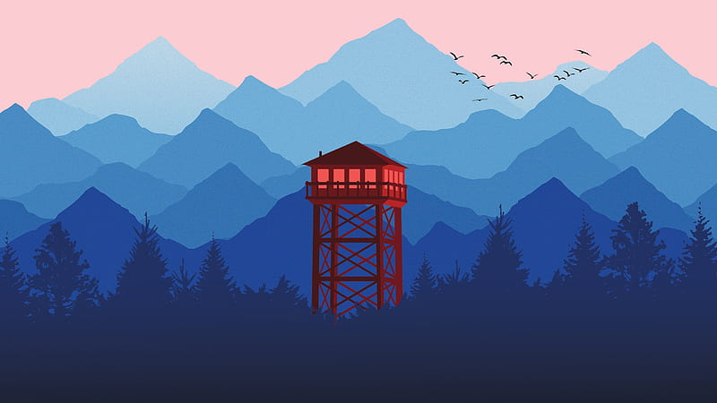 CGI #Mountains #Minimal #Watchtower #Forest K # # #. Minimal , Creative graphics, Digital, HD wallpaper