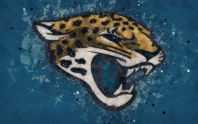 Jacksonville Jaguars logo, geometric art, american football club, creative art, blue abstract background, NFL, Jacksonville, Florida, USA, American Football Conference, National Football League, HD wallpaper