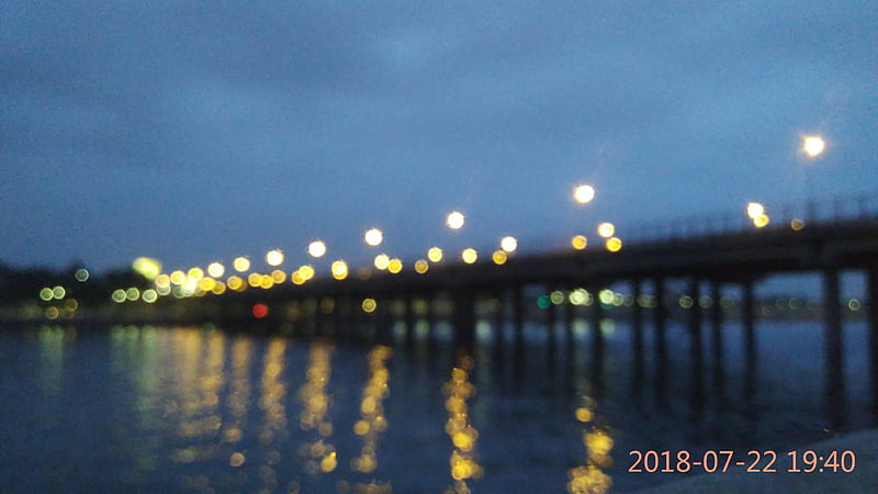 Ellis bridge sunset, ahmedabad, ellis bridge, lights, out of focus, graphy, river, sabarmati, HD wallpaper