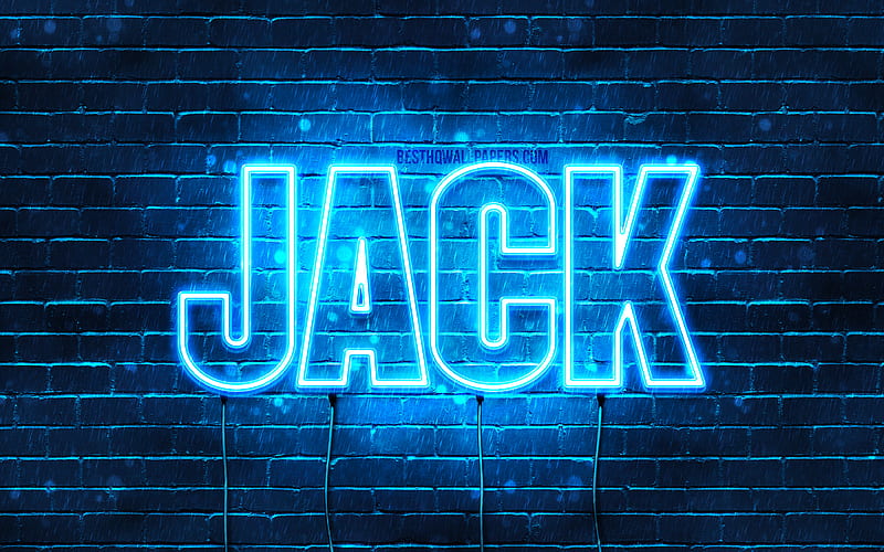 Jack with names, horizontal text, Jack name, blue neon lights, with Jack name, HD wallpaper