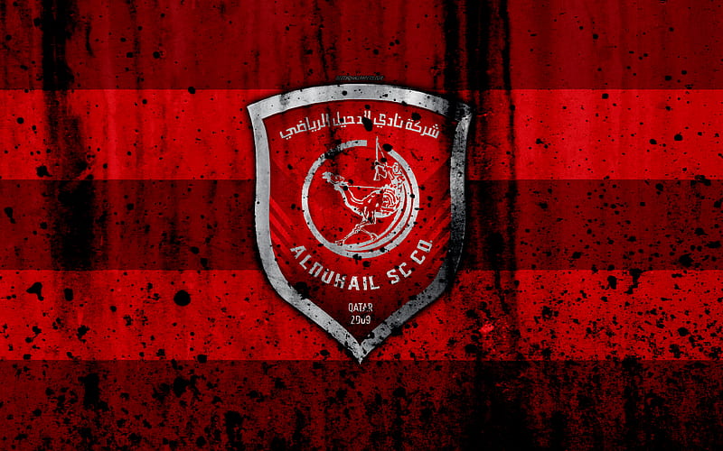 FC Al Duhail, grunge, Qatar Stars League, soccer, art, football club, Qatar, Al Duhail, Doha, logo, stone texture, Al Duhail FC, HD wallpaper