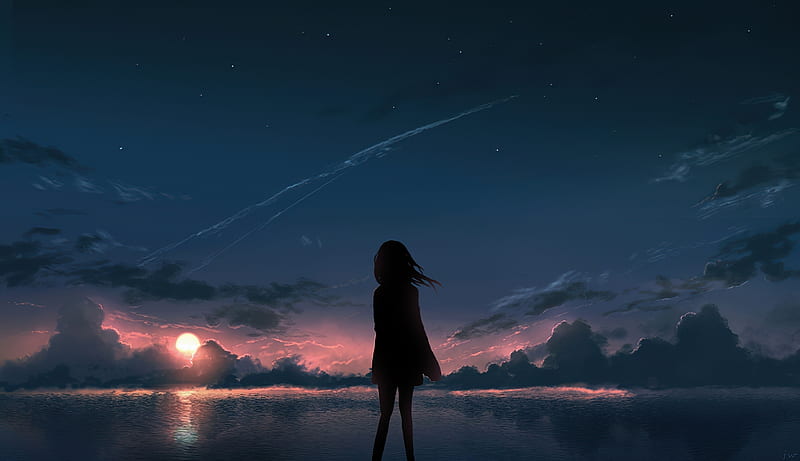 Anime, Original, Girl, Sunset, HD wallpaper | Peakpx