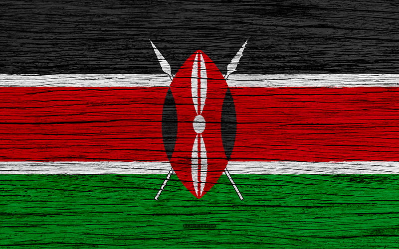 Flag of Kenya Africa, wooden texture, Kenyan flag, national symbols, Kenya flag, art, Kenya, HD wallpaper