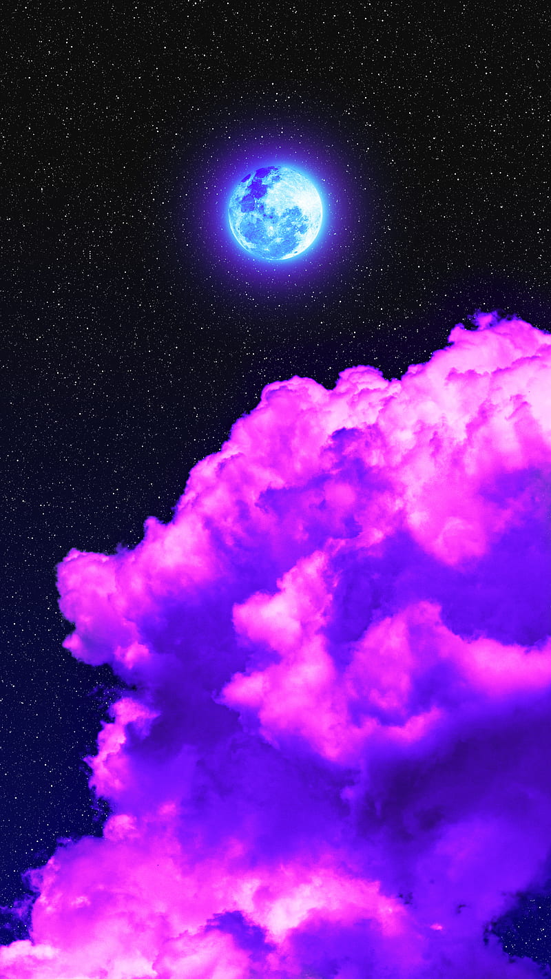 Beyond Infinity 2, Colorful, Geoglyser, aesthetic, bonito, cloud, clouds, cosmos, dreamy, galaxy, moon, night, pink, space, stars, vaporwave, HD phone wallpaper