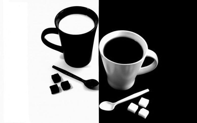 balance, coffee, black, sugar cubes, equilibrium, white, HD wallpaper