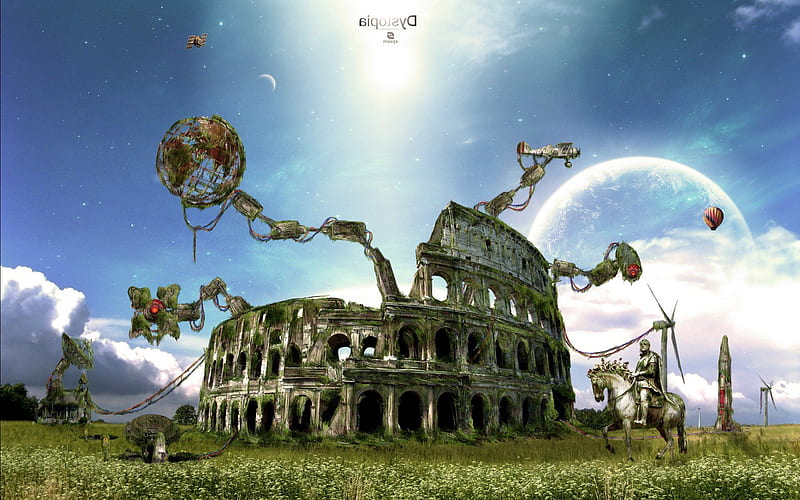 Colosseum Fantasy, fantasy, digital-universe, HD wallpaper
