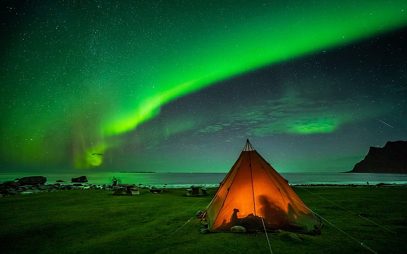 camping under the northern lights