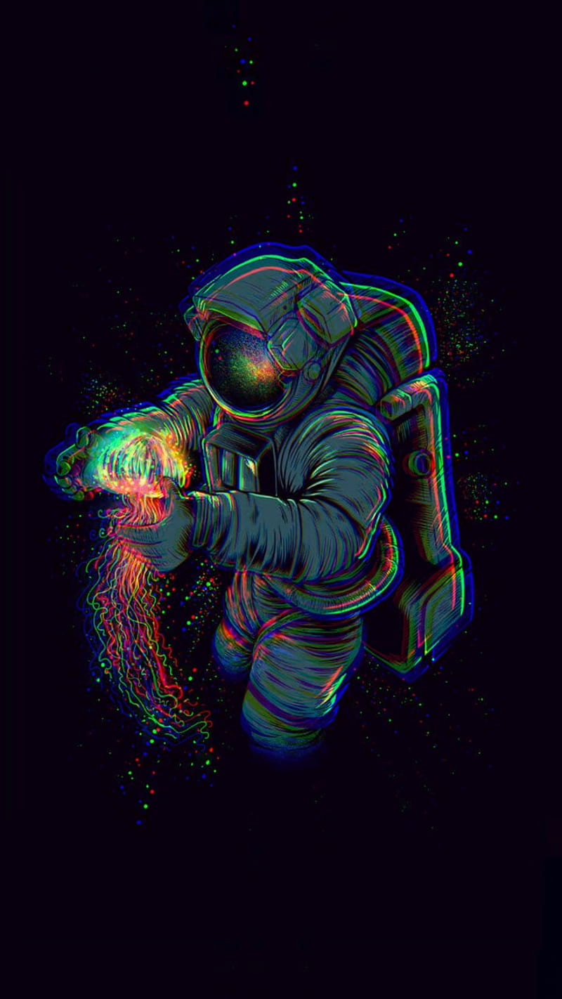 Fringe Astronaut, 3d, cool, jellyfish, man, space, HD phone wallpaper ...