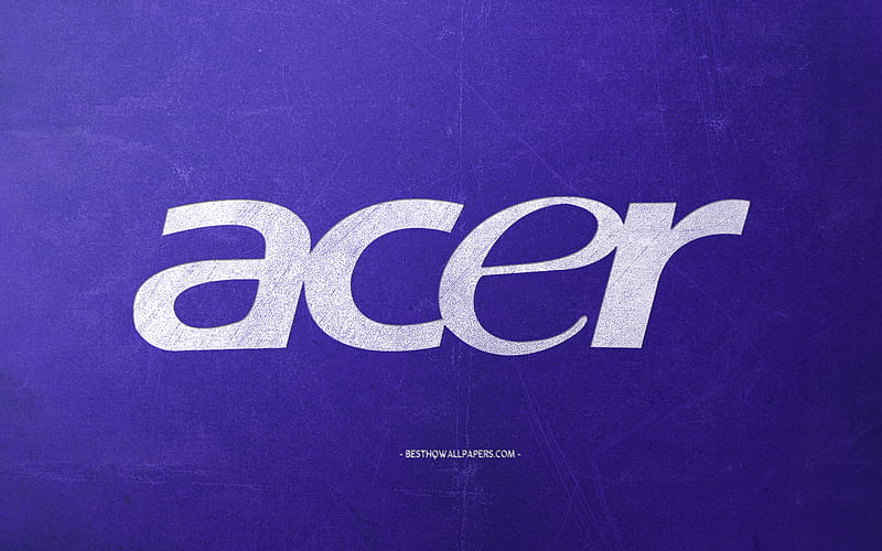 Acer logo, purple retro background, stone purple texture, Acer emblem, retro art, Acer, HD wallpaper